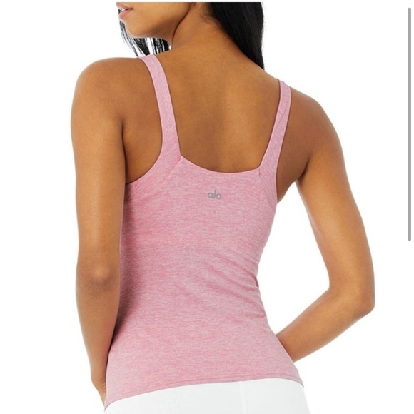 ALO Alosoft Yoga Light Heather Pink Tank Top - Picture 2 of 9